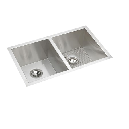 Elkay Crosstown 16 Gauge Stainless Steel 30-3/4 X 18-1/2 X 10 Equal Double Bowl Undermount Sink Kit EFU311810DBG